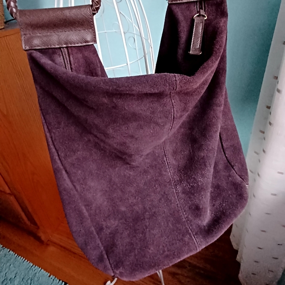 EUC Isaac Mizrahi Genuine Brown Suede Leather Hobo Bag - Picture 4 of 5